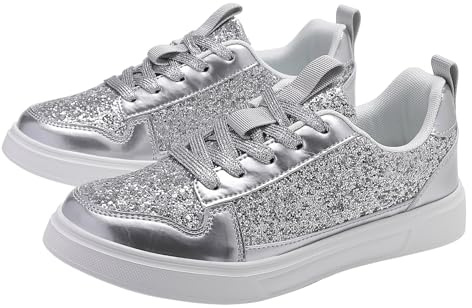 Generico Scarpe Basculanti Donna Scarpe Ginnastica da Tennis con Paillettes Scintillanti E Glitterate,Comode E alla,da Passeggio Lucide Sneakers Sportive Confortable (Silver,39)