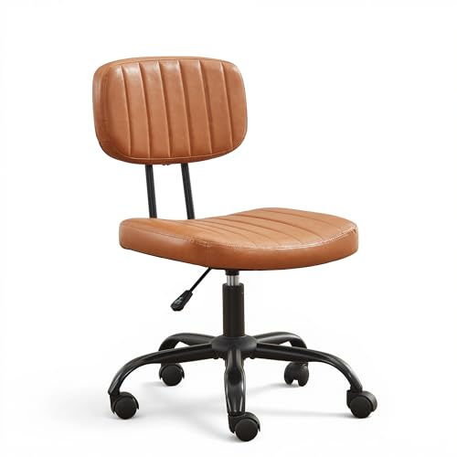 SnyFivv Bürostuhl ohne Armlehnen, Schreibtischstuhl höhenverstellbar mit Rollen, Drehstuhl mit U-förmiger Sitzfläche, für Schneidersitz & Homeoffice, Schwarz (Braun)
