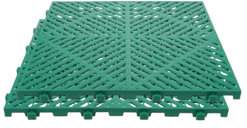 LIFKOME Caillebotis en Plastique Vert Tapis de Drainage Emboîtable Flexible et Étanche pour Garage Pack de 2 Pièces pour Sols Humides et Detailing Automobile