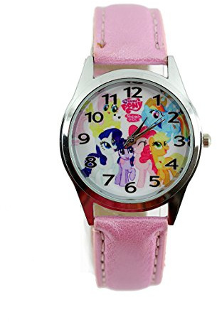 TAPORT® Kinder Uhr Analog Quarzwerk mit Leder Disney My Little Pony E1 Rosa Rund