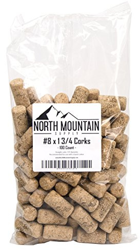 North Mountain Supply - NMS Amorim Grape #8 #8 Premium Natural Agglomerated Corks 7/8 x 1 3/4 - Bag of 100