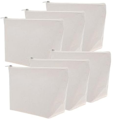 Aspire 6-Confezione Borse Cosmetiche da Viaggio fai da in Tela, Pochette tela 24 x 14 x 7,5 cm - Naturale