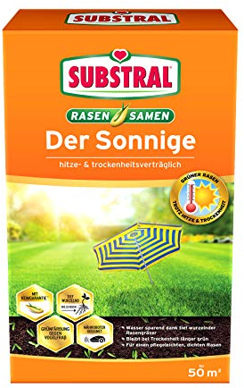 Substral Rasensamen Der Sonnige, 1,125 kg - Trockenrasen, Rasensamenmischung für sonnige und trockene Standorte