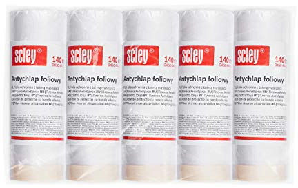 Scley Abdeckfolie, Staubschutzfolie Breite 140cm, Länge 20m, 5 Stück Plastikplane, Schutzmaterial Serie *66*, transparente Baufolie, Malerfolie für Renovierung und Umzug, A0450-660514, 140 cm x 20 m