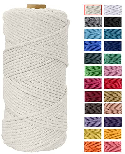 JeogYong Macrame Corda 4mm x 100m Filo Macrame Cotone, Naturale Corda Cotone Filato Cordone Intrecciato Spago per DIY Decorazioni, Arazzo da Parete, Porta Vaso, Piante da Appendere (Naturale)
