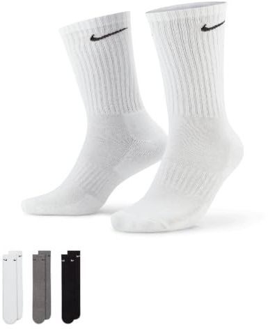Nike Everyday Cushioned - Calzini Unisex - Adulto, Multicolore, 42 - 46 EU (Taglia del produttore: L), Confezione da 3 paia di calzini