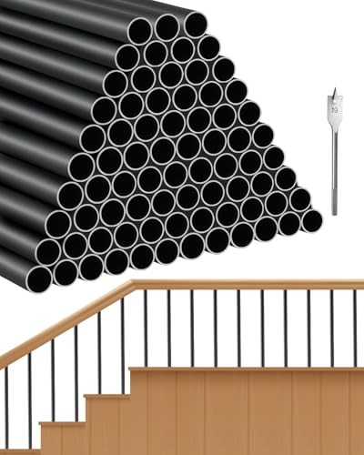 VEVOR 101PCS Balustres Terrasse 66x1,9cm Barres Garde-Corps Alliage Aluminium Barreaux de Sécurité Cylindre Rampe Rambarde Balustrade Accessoires Installation pour Terrasses Balcon Extérieur Intérieur
