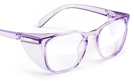 Stoggles Square Z87.1 Lunettes de sécurité en polycarbonate certifiées Z87.1, résistantes aux rayures et aux éclats, verres bloquant la lumière bleue et les UV, protections supérieures et latérales