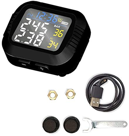 GoolRC Motorrad Reifendruckkontrollgerät Mountainbike Drahtloses Reifendruckkontrollinstrument Kleines tragbares wasserdichtes Reifendruckkontrollsystem TPMS-Detektor