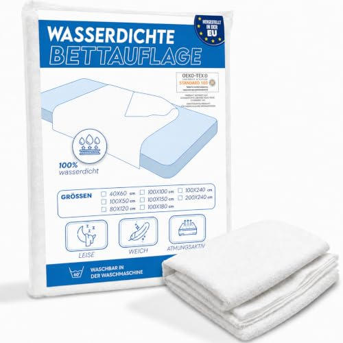 Inkontinenzunterlage 100x180 cm, wasserdicht und waschbar – Bettauflage aus Baumwolle, Oeko-TEX Zertifiziert, hautfreundliche Schutzunterlage für Erwachsene und Kinder