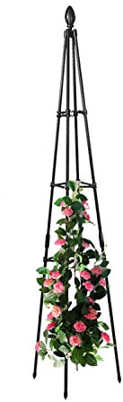 RADAAB Obélisque de Jardin,Colonne autoportante pour rosiers，Support pour Plantes grimpantes Pyramide en métal 90 à 180cm，Treillis pour d'Extérieur, Colonne Rosier, Black (Size : 59/150cm H)