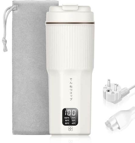 QianShouYan Hervidor de Viaje 450ml con Control de Temperatura en 6 Niveles, 300W, a Prueba de Fugas, Protección contra Sobrecalentamiento, 100V~240V