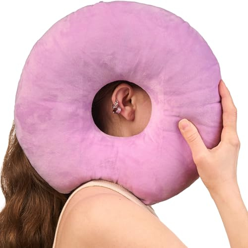 ODOXIA Ear Piercing Pillow for Side Sleepers | Donut Pillow for Ear Piercing | Cushion with Hole for CNH Relief | Adjustable Filling for Comfort | Ring Doughnut Cushion | CNH Solution