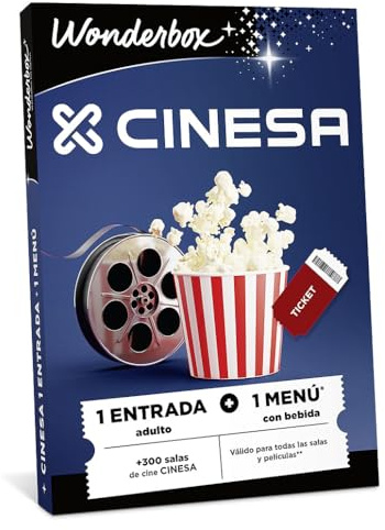 WONDERBOX - Caja Regalo - Cine + Menú - para 1 Persona | 1 entrada adulto + 1 menú palomitas con bebida - Más de experiencias - Más de 300 salas de cine CINESA en España
