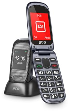 SPC Harmony Seniorenhandy Klapphandy große Tasten hohe Lautstärke 96dB Hörgerätekompatibel, Bildkontakte, SOS-Taste, Dual-Display, ohne Ladegerät - Schwarz