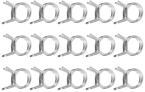 sourcing map 15Pcs 12mm/0.47inch Inner Dia Double Wire Spring Hose Clamp, Stainless Steel Adjustable Spring Clips for Hose Fuel Line Silicone Tube Water Pipe Air Pipe