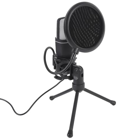 Gaming PC USB-mikrofon, Podcast-kondensatormikrofon med Popfilter och Stativ, Brusreducering, RGB-datormikrofon för Spel, Videosamtal och Musikskapande