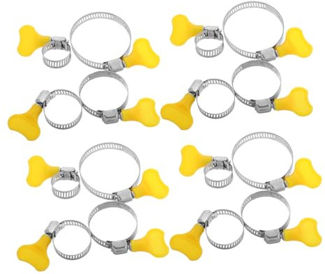 LIFKICH 16pcs Stainless Steel Thumb Screw Hose Clamps for Water Pipe Plumbing Automotive Application Easy to Use and Secure Fitting