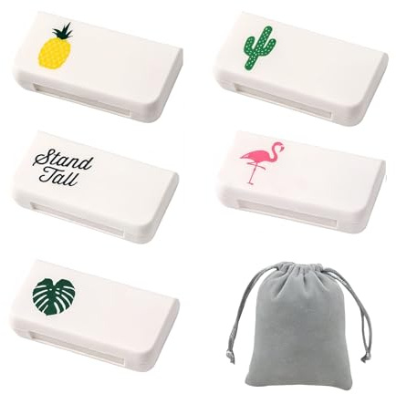 EUYKQNOI 5 Piezas Caja de Pastillas Pequeña, 3 Compartimentos Mini Pastillero 1 Día, Organizador de Pastillas para Viaje, Caja de Medicamentos para Vitaminas, Aceite de Pescado, Medicamentos