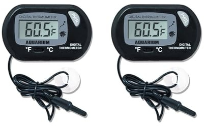 UYGTHI Aquarium Thermometer – High-Accuracy Digital Temperature Monitor with Probe & Suction Cup for Fish Tanks, Terrariums & Reptiles (2PCS)