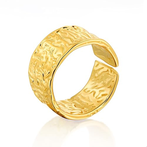 ALEXCRAFT Breit Ringe Chunky Hammered Verstellbare Klobige Offen Ring Damen