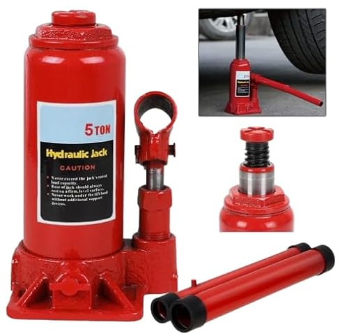 5 Ton (5000kg) Heavy Duty Hydraulic Bottle Jack – Powerful Lifting Ram for Car, Van, Truck & Caravan 181 X 341mm Steel