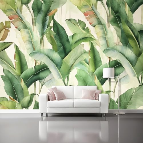 Carta Da Parati Effetto 3D 400 X 280 Cm Piante Tropicalifotomurali In Tnt Murale Alla Moda Decorazione Da Muro Xxl Verde Foglie Di Banano Rami E Foglie Per Salotto Camera Da Letto Ufficio
