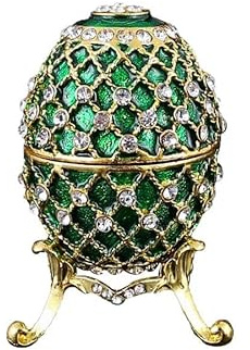 FLYuechun Ranan 1.67x1.67x2.93inch Exquisite European-style Easter Egg Gifts, Enamel-painted and Diamond-encrusted Metal Handicrafts, Jewelry Boxes and Ornaments (Green)