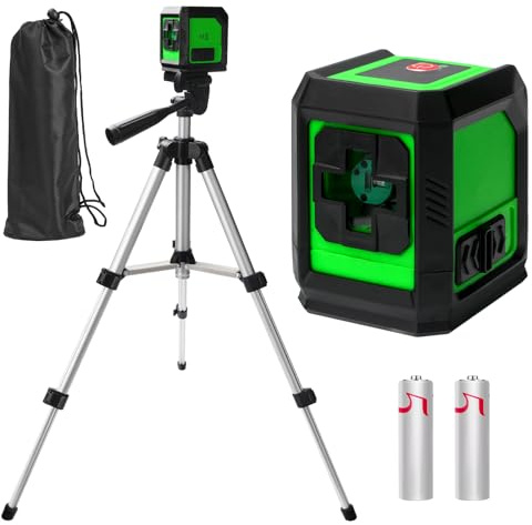 Green Laser Level Set: 4-Degree Automatic Leveling, 360° Rotation, and Tripod Mount. Highly Visible Beam ±2mm/5m, Perfect for Wall Tiling, Hanging Paintings, and Home Decoration
