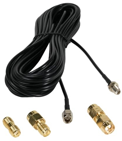 JiaHeHe 10m SMA Verlängerungskabel, RG174 Antennenkabel, SMA Stecker auf Buchse mit 3 RF Koaxial Adaptern, Erweiterung für WLAN Antenne und LTE Antenne, 4G LTE, FPV Geräte, Router und mehr