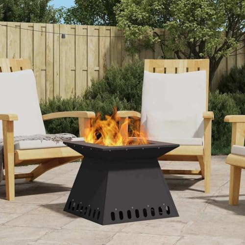 Firepit Funkentopf Feuerschale Feuertopf,Feuerstelle Schwarz 48 x 48 x 40 cm Stahl,Für Den Garten,Heizung,Terrasse,Camping,Einfach Zu Bedienen