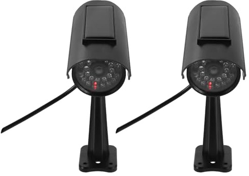 TOGEVAL 2pezzi Telecamera Finta di Sicurezza Proiettile Simulazione Cctv per Interni ed Esterni per Casa Ufficio e Negozio Nera senza Batteria