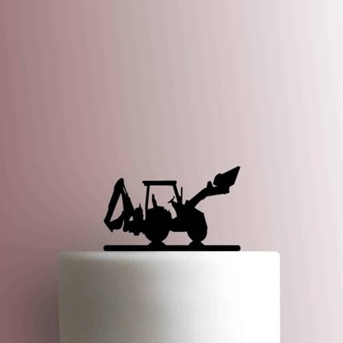Backhoe Traktor – Acryl-Kuchenaufsatz 15,2 cm Breite/Weiß