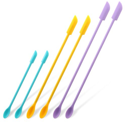 Elegaperma 6pcs Silicone Spatula Mini,Silicon Long Make up Bottle Scraper, 3 Color