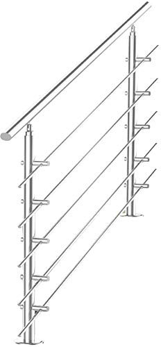 V2Aox, ringhiera per scale in acciaio inox, corrimano, parapetto per balcone, per montaggio sulle scale, 80 cm, 5