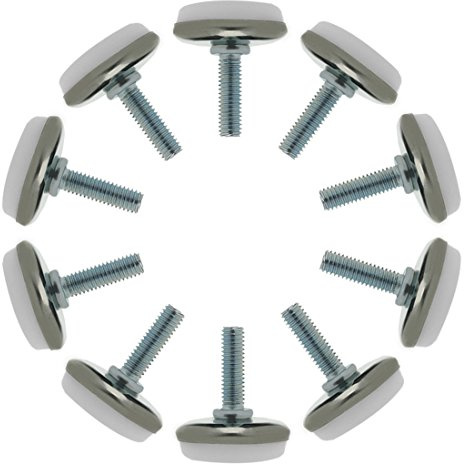 Sourcingmap M6 x 20 x 30 Screw on Furniture Threaded Stem Glide Leveling Feet Protector Floor Adjustable Leveler for Table Chair Desk Leg 10 Pack