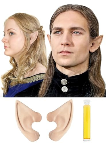 Maskworld Verschiedene Elfenohren aus Latex mit Mastix Hautkleber - Latexohren Elfen hautfarben überschminkbar - für Halloween Karneval Motto-Party & LARP Kostüm-Accessoire