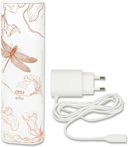 Oral-B Genius Series - Custodia da viaggio con funzione di ricarica per 1 manipolo e 2 testine di ricambio, custodia da viaggio e cavo di ricarica, libellula oro, tasca aggiuntiva