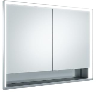 KEUCO Royal Lumos LED Spiegelschrank mit 2 Türen und offenem Fach, 100 cm, Made in Germany, Einbau, Aluminium-Korpus, Seiten verspiegelt, Beleuchtung dimmbar, Lichtfarbe einstellbar