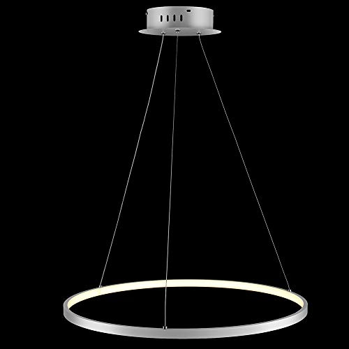 Kreis LED Pendelleuchte Modern Metall Acryl Aufgehängt Kronleuchter Verstellbar Insel Hängelampe Für Wohnzimmer Küche Schlafzimmer,White+Stepless Dimming-60cm 38W