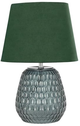 Pauleen 48157 lampe à poser Crystal Velours abat-jour en tissu velours Luminaire à poser en Verre Vert max40W E14 Vert 230 V Verre/Tissu