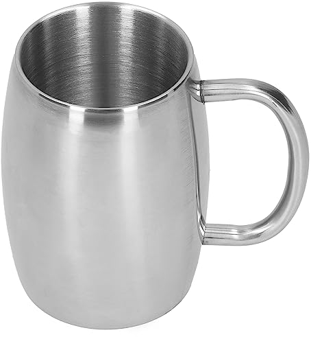 BuyWeek Boccale da Birra in Acciaio Inossidabile, Tazza da Caffè da 400 Ml Tazza da Tè al Latte Tazza da Caffè in Acciaio Inossidabile con Manico Per L'home Office