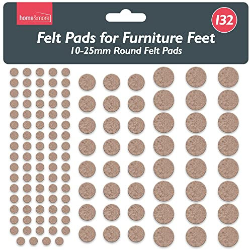 SOL 132pk Felt Pads for Furniture Feet – Round 10-25mm Pads for Chair, Table & Sofa Legs – Durable Self-Adhesive Floor Protectors for Hardwood, Laminate, Tile & Vinyl Surfaces