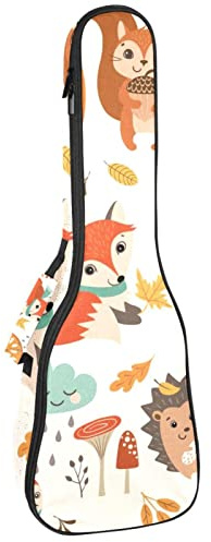 Ukulele väska räv ekorre djur ukulele fodral för Sopran Tenor konsert 23 tum 10 mm tjock mjuk vadderad justerbara remmar spelväska