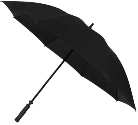Falcone Paraguas Golf – Resistente al viento – 8 Varillas de Fibra de Vidrio – Apertura Manual – Unisex – Toldo de Poliéster Resistente – Paraguas Grande con 130 cm de Diámetro – Negro