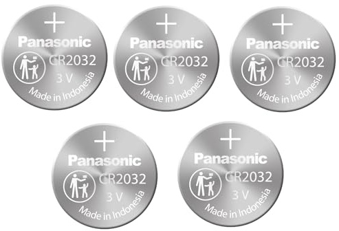 PANASONIC CR2032 x 5 Batterien, 3 V, Originalprodukt, konform mit Sicherheitsstandards für Münzbatterien 2020