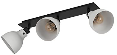 EGLO Deckenstrahler Matlock, 3-flammige Deckenlampe mit schwenkbaren Spots | Deckenleuchte Industrial Design aus Metall in Schwarz und Grau, Deckenspot mit E27 Fassung