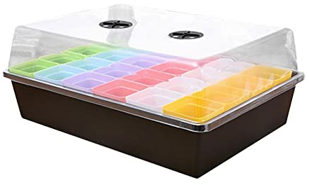 2022 24 Zellen Gartenarbeit Mini Atmungsaktive Deckel Kunststoff Keimbox Kinderzimmertöpfe Unkrautvernichter Für Gehwege (Black, One Size)