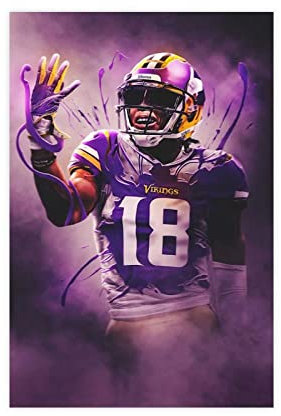 TONFON Justin Jefferson American Football Wide Receiver Schlafsaal Schlafzimmer Wandkunst Deco Poster Leinwand Poster Schlafzimmer Dekor Sport Landschaft Büro Zimmer Dekor Geschenk ungerahmt 30 x 45