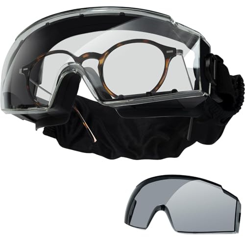 OneTigris Safety Goggles Over Glasses, Tactical Safety Glasses dustproof protective Goggles Fit Over Prescription Glasses for Airsoft, glasses wearers, Work